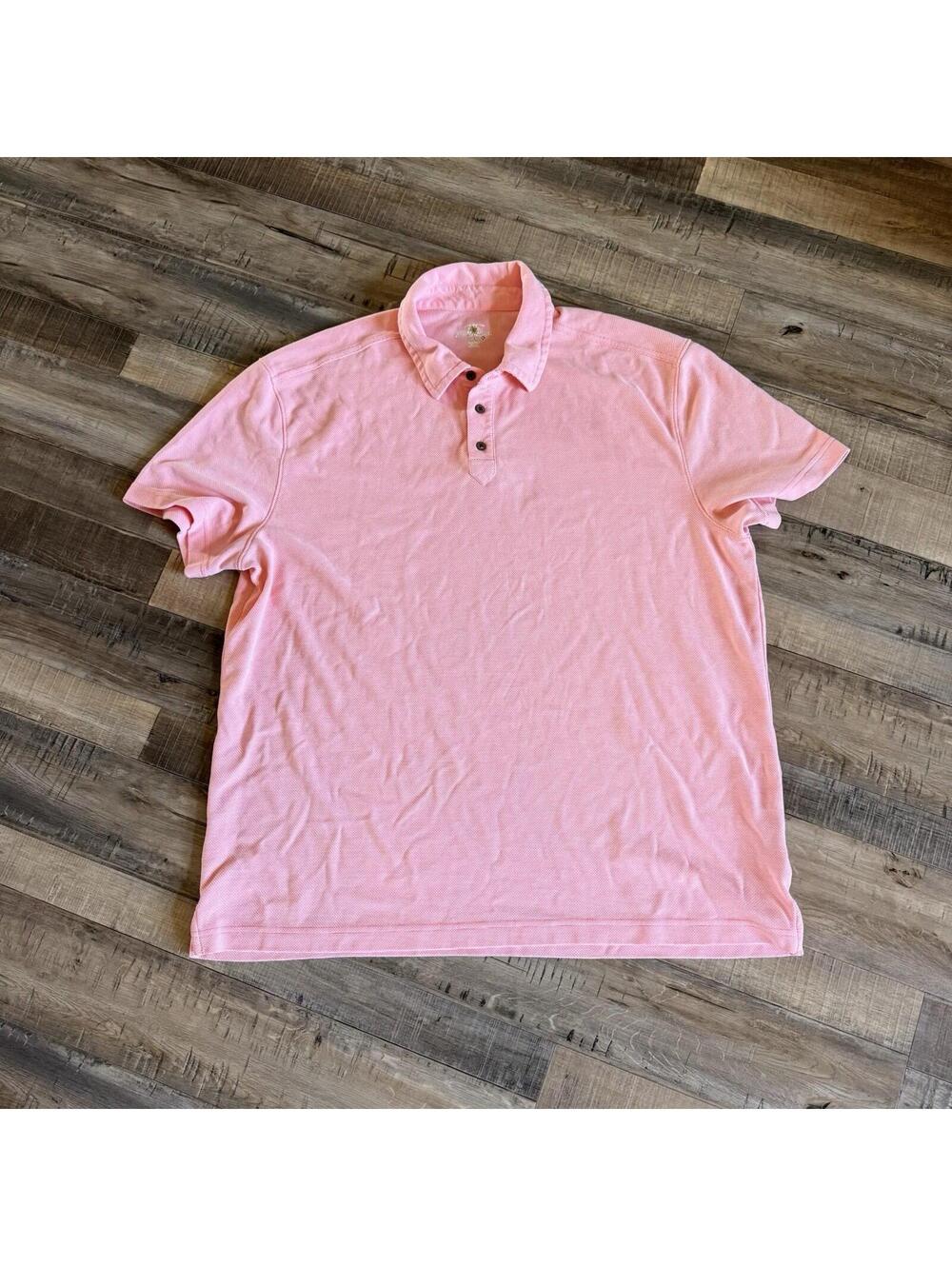 ISLAND SHORES Men's Polo Shirt Short Sleeve Salmon Color Size‎ XL
